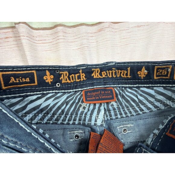 Rock Revival Arisa Womens 26 Dark Wash Skinny Jeans Embellished Pockets - Picture 3 of 7